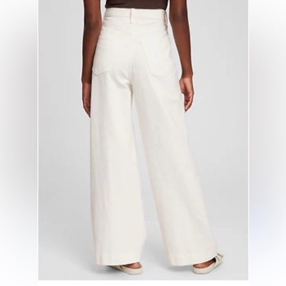 GAP Denim - Gap Pleated High Rise Wide Leg Off-white Denim Trouser NWT 8P